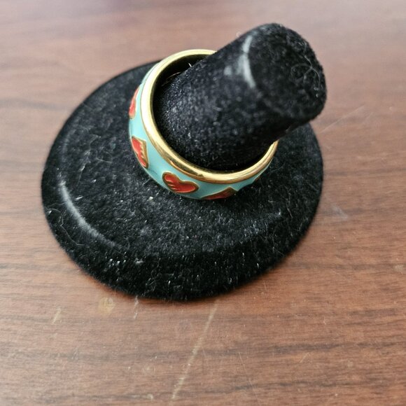 Coach Blue and Red Heart Band Ring 95538 Size 8 - Picture 3 of 5